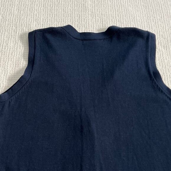 Chadwicks of Boston Knit Vest Cardigan Medium Button Up w/ Pockets Navy Blue - Picture 7 of 9